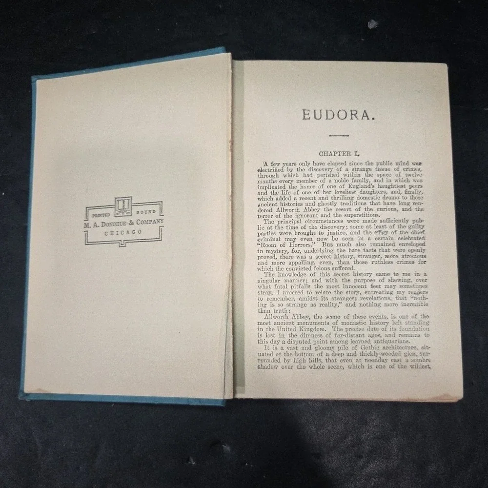 Eudora or The False Princess Mrs Southworth Antique 1910 Blue Decorative Book